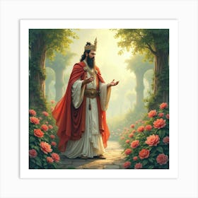 Majestic Lord In A Watercolor Radiant Garden 1 Art Print