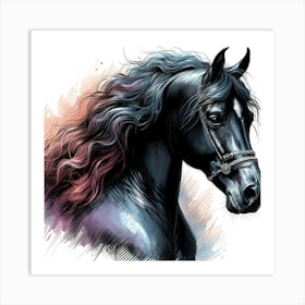 Black Horse Beauty Art Print