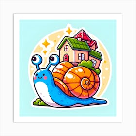 Snail In A House Art Print