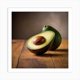 Avocados On A Wooden Table Art Print