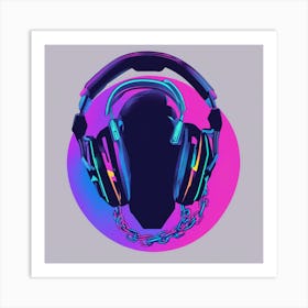 Headphones On A Chain Art Print