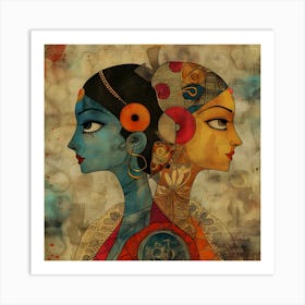 Radha And Krishna Art Print