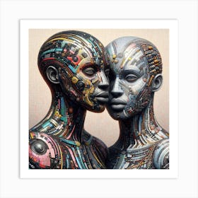 Two Robots Kissing 1 Art Print