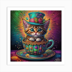 Cat In A Teacup Art Print