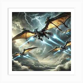 A Dynamic Scene Showcasing The Dragon Gliders Of T Art Print