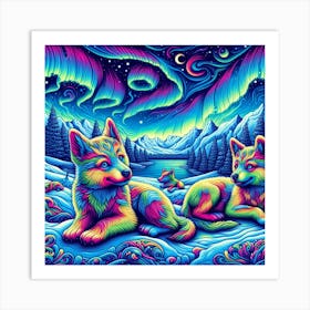 Psychedelic Wolf Family 6 Art Print