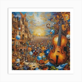 Violin In The City Art Print