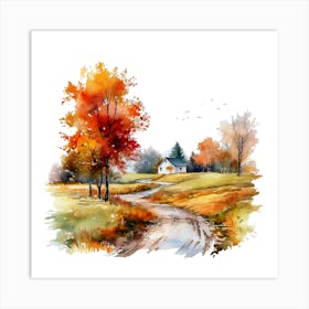 Watercolor Of Autumn 2 Art Print