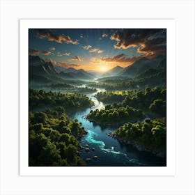 Sunset In The Mountains 24 Art Print