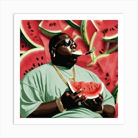 Biggie Eats Watermelon Art Print