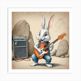 Bunny Playing Guitar 4 Art Print