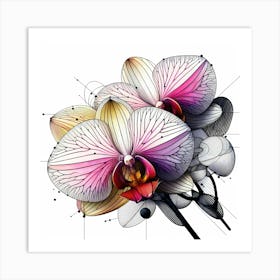 Orchid Blossoms - Abstract Line Art Illustration 21 Art Print