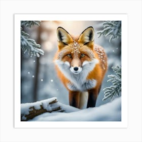 Red Fox In The Snow 4 Art Print