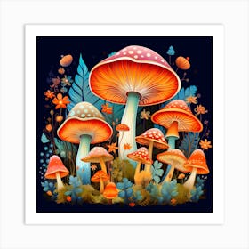 Mushrooms And Flowers 12 Art Print