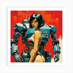 Girl With A Robot Art Print