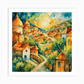 Village At Sunset 8 Art Print