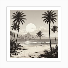 Palm Trees On The Beach 7 Art Print