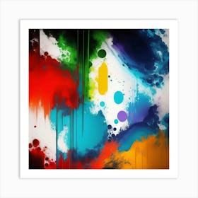 Abstract Colorful Paint Splatters Art Print