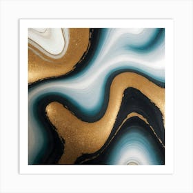 Gold And Black Swirls 2 Art Print