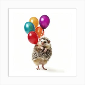 Hedgehog With Balloons Art Print