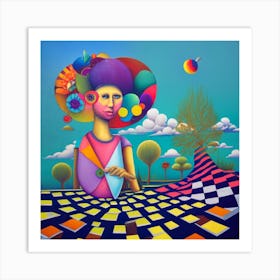 Woman In A Colorful Hat Art Print