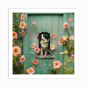 Border Collie In The Garden Art Print