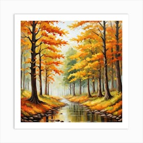 Forest In Autumn In Minimalist Style Square Composition 217 Art Print