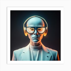 Futuristic Man With Headphones Art Print