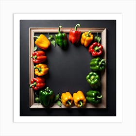 Colorful Peppers In A Frame 1 Art Print