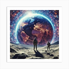 Two Astronauts Looking At The Earth Art Print