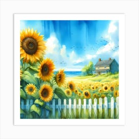 Sunflowers In The Field 2 Art Print