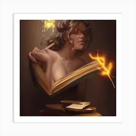 Witch In A Book Art Print