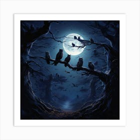 Owls In The Forest art print Art Print