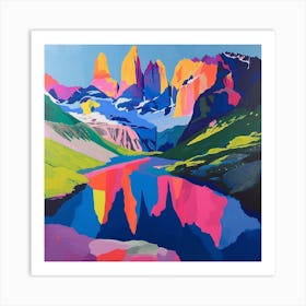 Abstract Travel Collection Torres Del Paine National Park Chile 1 Art Print