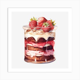 Strawberry Cake In A Glass 2 Art Print