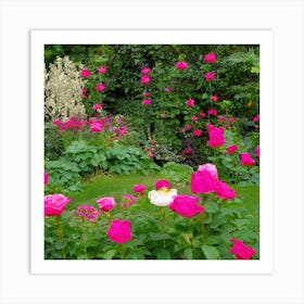 Pink Rose Garden Art Print