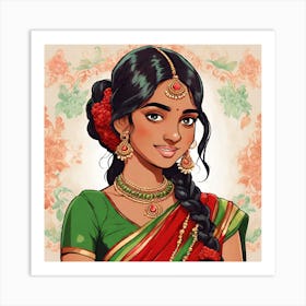 Indian Girl In Sari 3 Art Print