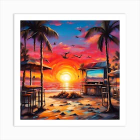 Sunset Views From The Beach Bar Oasis Art Print