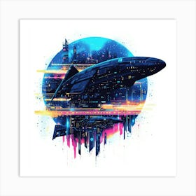 Futuristic City.Generated AI. Wall Art Print 14 Art Print