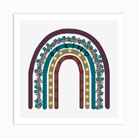 Colorful Be Kind Rainbow Arch Of Flowers  Art Print