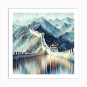 Color Brush Painting Great Wall Of China 1 Art Print