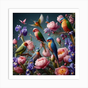 Tropical birds 1 Art Print