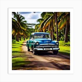 Classic Car On A Dirt Road 1 Art Print