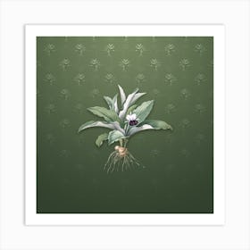 Vintage Kaempferia Angustifolia Botanical on Lunar Green Pattern n.0851 Art Print