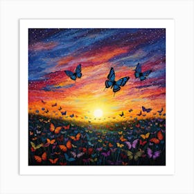 Butterflies At Sunset 1 Art Print