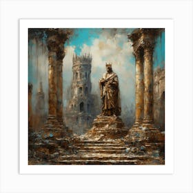 Statue Of The King Standing In Ruins Art Print