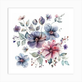 Watercolor Flowers 49 Art Print