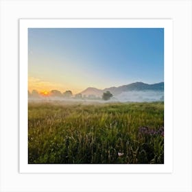 A Blanket Of Morning Fog Softly Enveloping A Dutch Meadow Transitioning From Summer To Autumn Where (1) Art Print