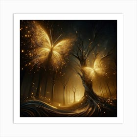 Two Butterflies In The Forest Art Print