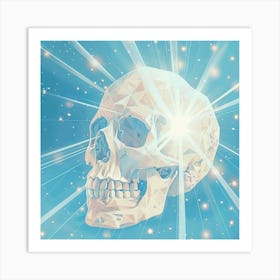 Skull With Rays Of Light Art Print